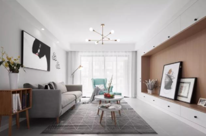 歐式客廳裝修設(shè)計(jì)：客廳選窗簾，簡(jiǎn)單的純色，自然舒適也耐看